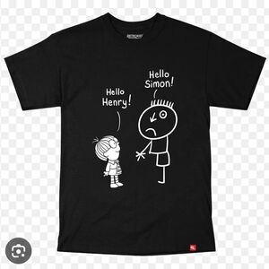Retrokid Simon In The Land of Chalk Drawings Black Graphic TV Series Tee VG+ S